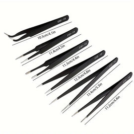 ESD Anti-Static Stainless Steel Tweezers - 6 Piece