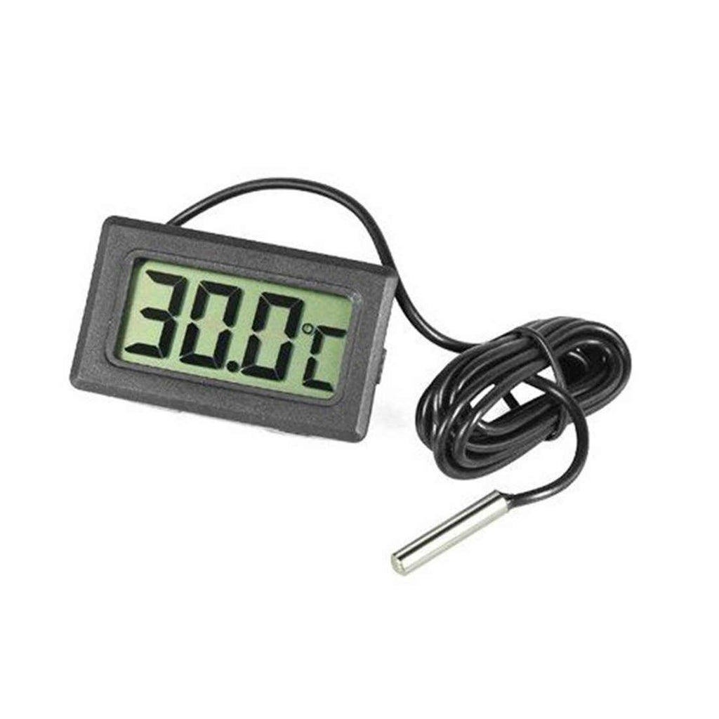 Techme Temperature LCD Digital Thermometer with 1M Probe - Black