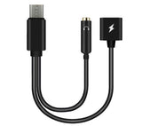 Kyin KY-174 – Dual Type-C Cable with Headphone Adapter & Power – Black