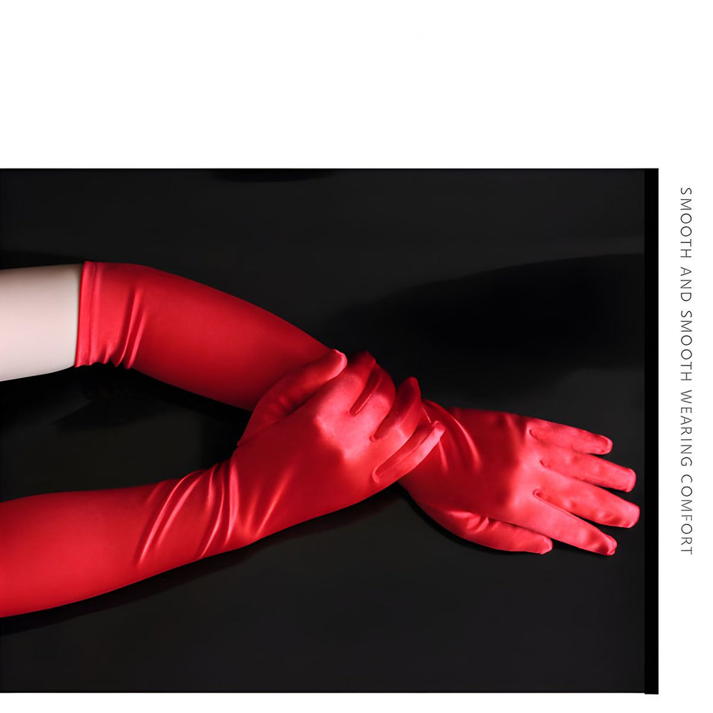 Ladies Satin Gloves Nylon Satin Gloves Retro Ball Performance Long Gloves