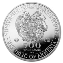 Load image into Gallery viewer, 2023 1 oz Armenian Pure 0.999 Fine Silver Noah&#39;s Ark Coin BU in Capsule