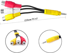 Load image into Gallery viewer, Techme 3.5MM to 3 RCA Cable Video AV Component Adapter for TCL TV, 23cm