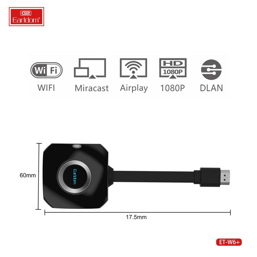 Earldom ET-W6+ WiFi Miracast & Airplay 1080p HDMI Streaming Display Dongle