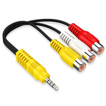 Load image into Gallery viewer, Techme 3.5MM to 3 RCA Cable Video AV Component Adapter for TCL TV, 23cm