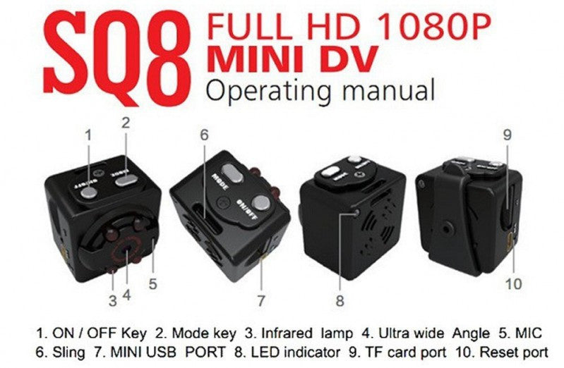 SQ8  HD Mini Camera with 12m Infrared Night Vision