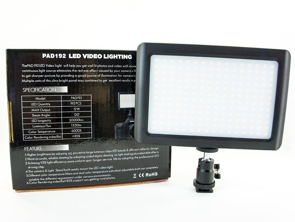 Techme PAD192 3200-6000k LED  Continous Light Panel for Photo & Video with Camera / Tripod Mount