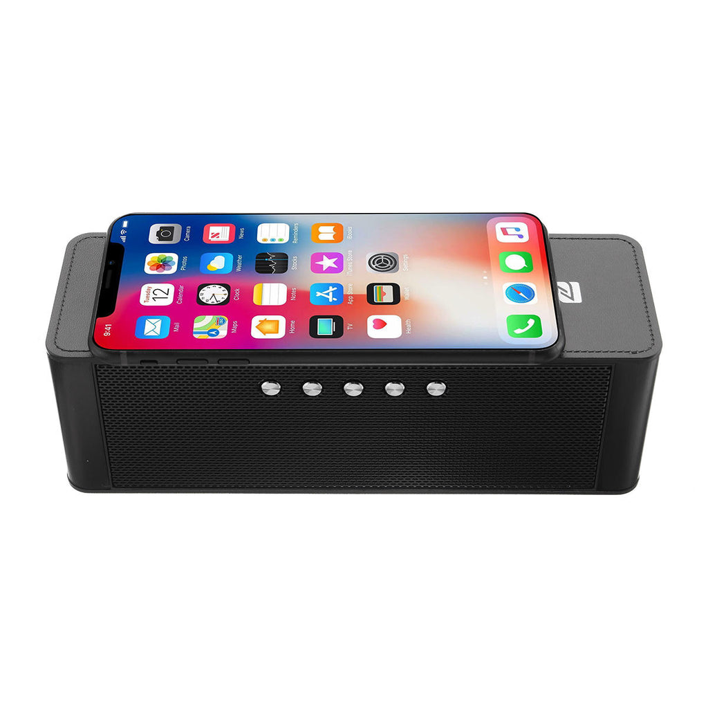 JY-28 Qi Bluetooth Speaker Alarm Clock with Wireless Charger & NFC - Black