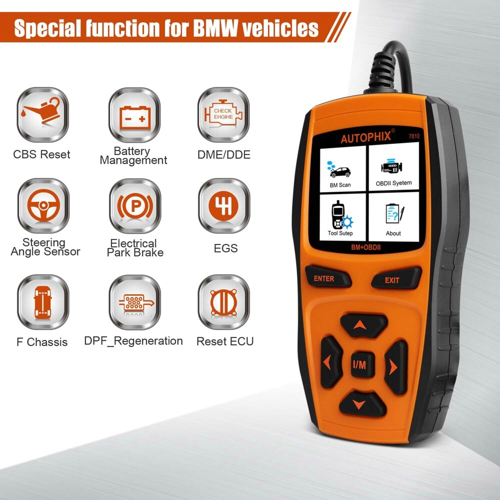 Autophix 7810 Car Diagnostic Scanner for BMW & OBD2 Systems - ABS, Airbags, A/T & other controls