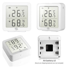 Load image into Gallery viewer, Tuya WIFI Temperature Humidity Smart Sensor Clock Digital Display Remote Control Thermometer Support Alexa Google Assistant