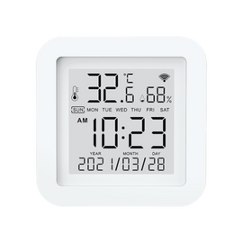 Tuya WIFI Temperature Humidity Smart Sensor Clock Digital Display Remote Control Thermometer Support Alexa Google Assistant