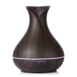 400ml Aroma Essential Oil Diffuser Ultrasonic Air Humidifier with Wood Grain 7 Color Changing LED Lights for Office Home Awesome Imports