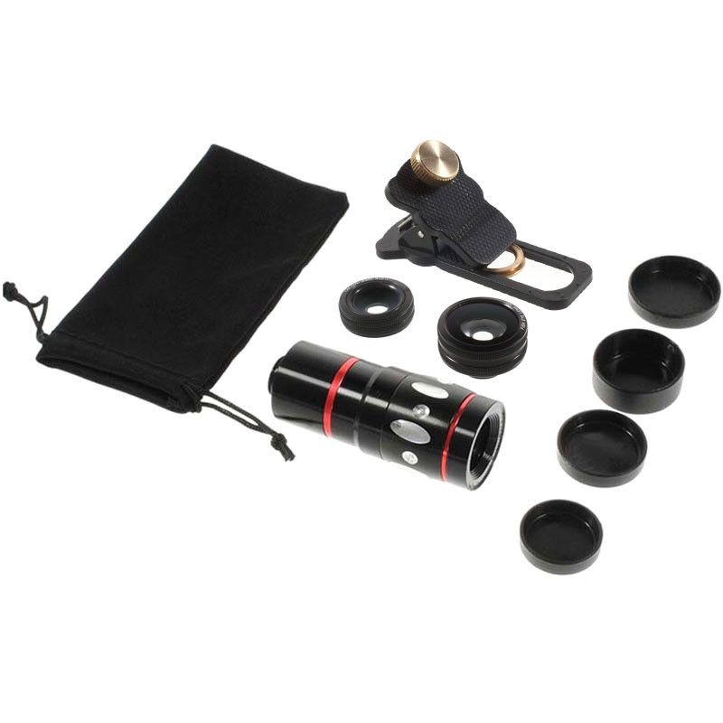 Universal 4-in-1 Smartphone Lens Kit - Black