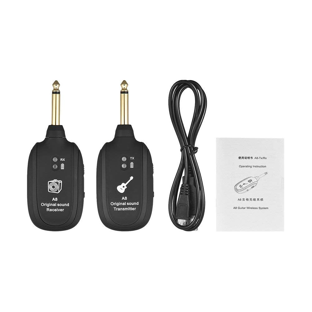 Techme A8 Rechargeable UHF Guitar Wireless System Transmitter Receiver