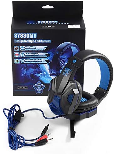 Soyto SY830MV Wired 3.5mm Stereo LED Backlit Gaming Headphone w/Mic (Blue)
