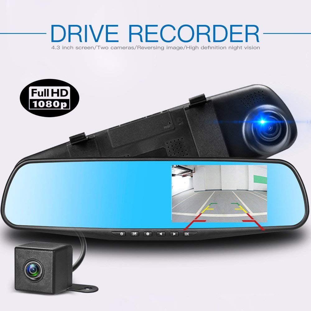 Rearview Mirror Dual Channel DVR Camera Recorder Dash Cam
