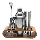Mihuis Mixologist Cocktail Bar Set with Wooden Stand
