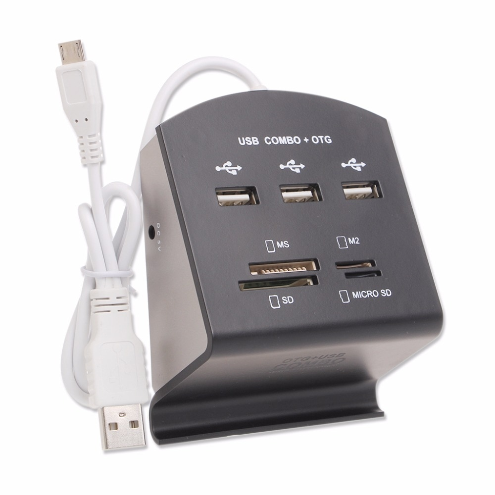 3-Port OTG USB 2.0 Hub and Card Reader