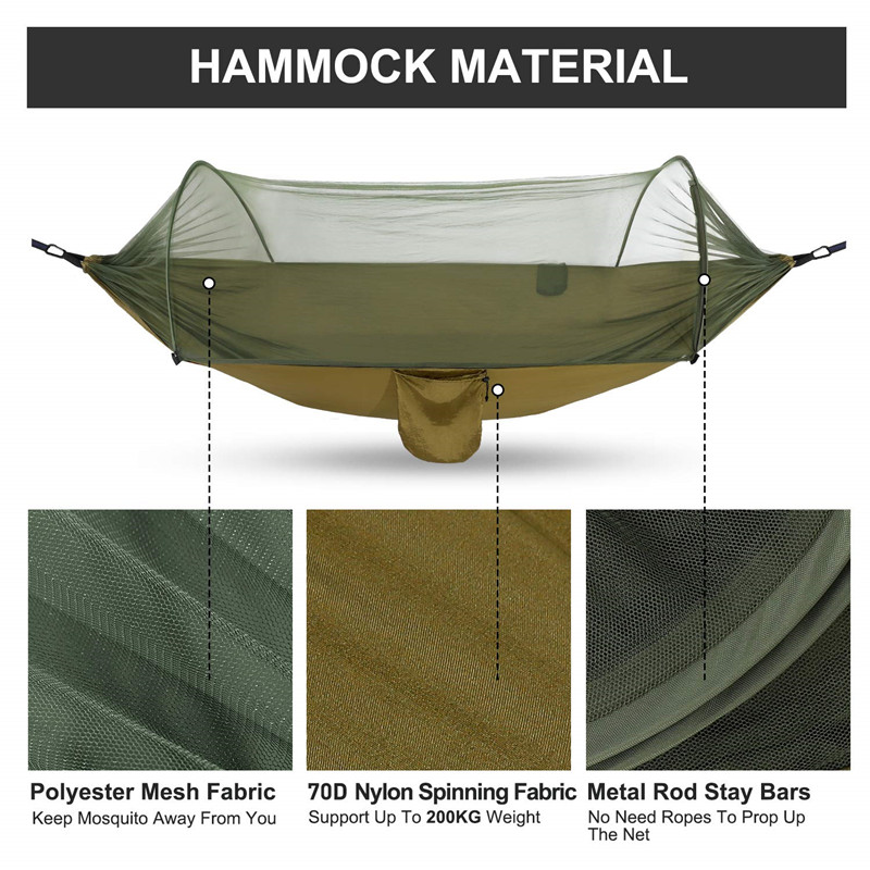 Portable Hammock with Mosquito Net - Army Green