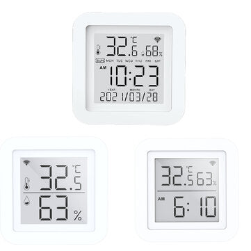 Tuya WIFI Temperature Humidity Smart Sensor Clock Digital Display Remote Control Thermometer Support Alexa Google Assistant