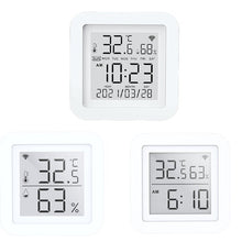 Load image into Gallery viewer, Tuya WIFI Temperature Humidity Smart Sensor Clock Digital Display Remote Control Thermometer Support Alexa Google Assistant