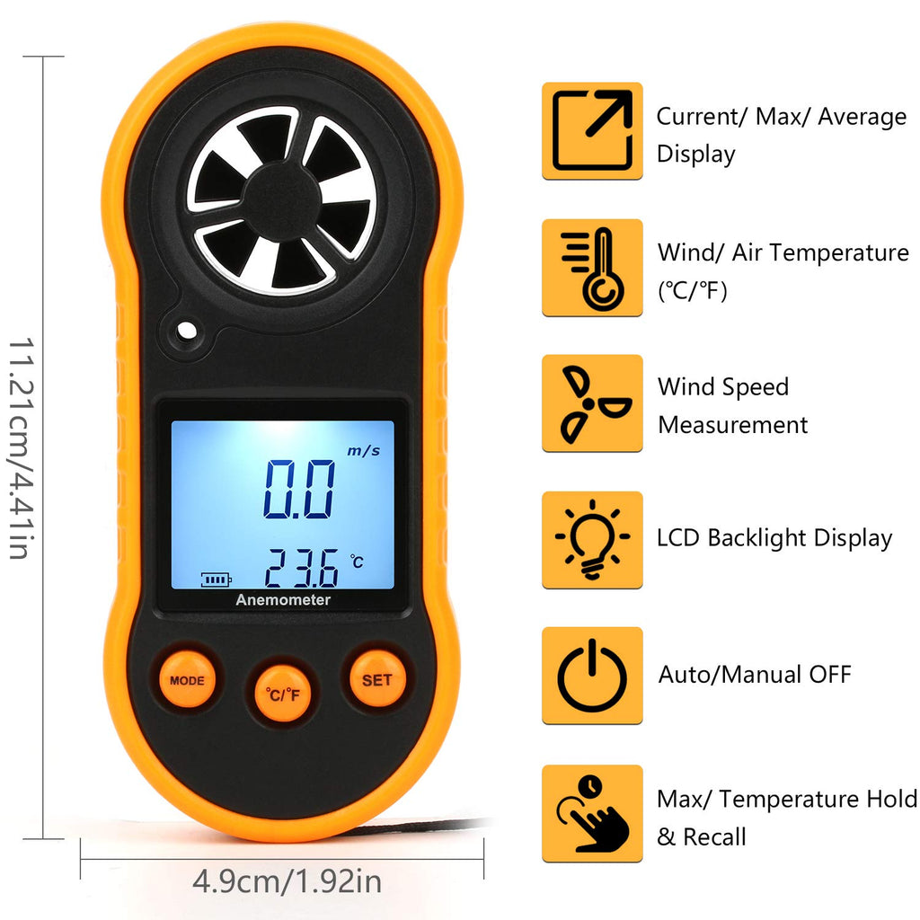 Handheld Pocket Anemometer Wind Speed Meter & Gauge Wind Meter Detector