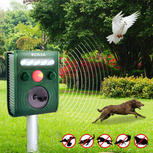 Load image into Gallery viewer, KC-JK369 Garden Ultrasonic PIR Sensor Solar Animal Dispeller Strong Flashlight Dog Repeller