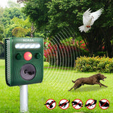 KC-JK369 Garden Ultrasonic PIR Sensor Solar Animal Dispeller Strong Flashlight Dog Repeller