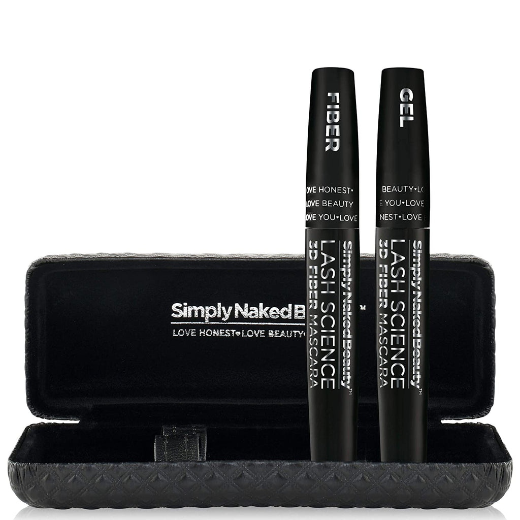 3D Fiber Lash Mascara by Simply Naked Beauty. Waterproof, lengthening voluminous, on lashes all day. Best and highest rated 3D and 4D gel and fiber formula. Non toxic, hypoallergenic, Natural. Black