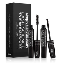 Load image into Gallery viewer, 3D Fiber Lash Mascara by Simply Naked Beauty. Waterproof, lengthening voluminous, on lashes all day. Best and highest rated 3D and 4D gel and fiber formula. Non toxic, hypoallergenic, Natural. Black