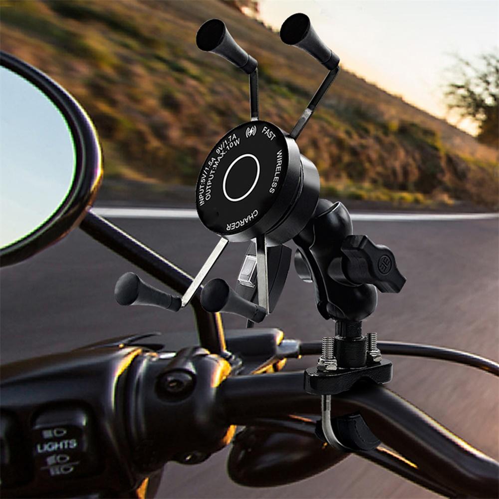 Motolab Motorcycle Phone Mount With Wireless Charging Waterproof Cellphone Holder