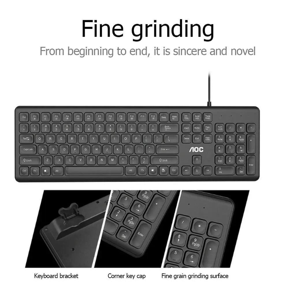 AOC KB100 Wired Silent 106 Keys Ergonomic USB Keyboard Wantech