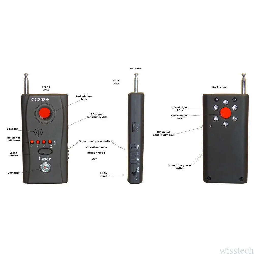 CC308 + Full Range Anti Spy Camera Eavesdropping Multi Detector Techme