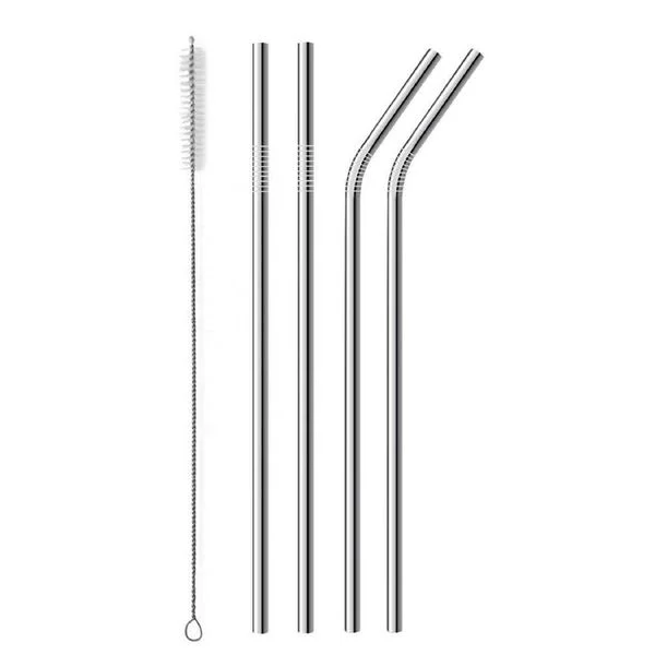 MiHuis - Stainless Steel Straws With Brush - 4 Piece