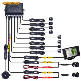 FEELDO 8 Sensors/18.5mm Camera/Monitor Dual View Parking Sensor Radar System Awesome Imports