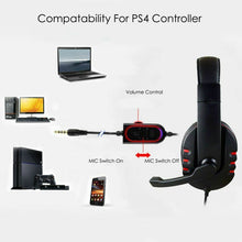 Load image into Gallery viewer, Puning Red Gaming Headset for PC &amp; Playstation PS3 / PS4 with Mic &amp; Remote