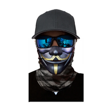 Load image into Gallery viewer, V for Vendetta Gold Motorcycle Neck Warmer Balaclava Scarf