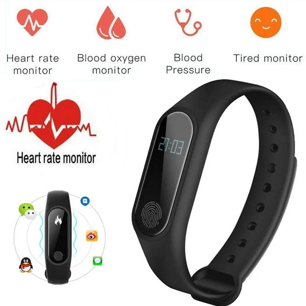 M2 Fitness Activity Tracker Smart watch - Black Awesome Imports