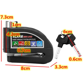 Metal Motorcycle/Scooter Disc Brake Lock with Audio-able Alarm - Black Awesome Imports