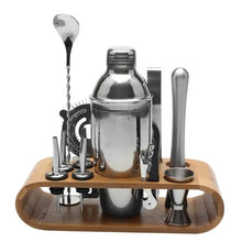Load image into Gallery viewer, Mihuis Mixologist Cocktail Bar Set with Wooden Stand Awesome Imports