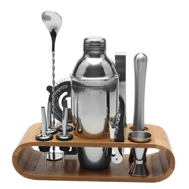 Mihuis Mixologist Cocktail Bar Set with Wooden Stand Awesome Imports
