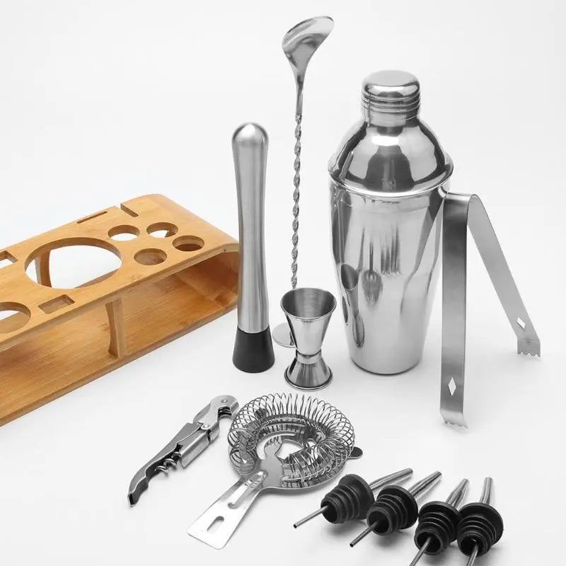 Mihuis Mixologist Cocktail Bar Set with Wooden Stand Awesome Imports