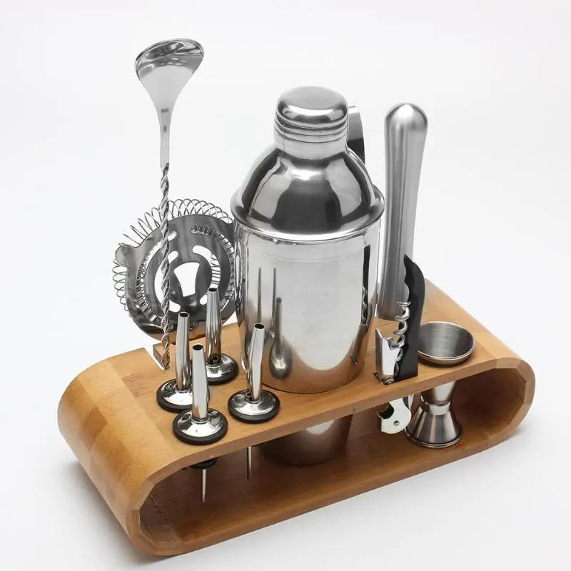Mihuis Mixologist Cocktail Bar Set with Wooden Stand Awesome Imports