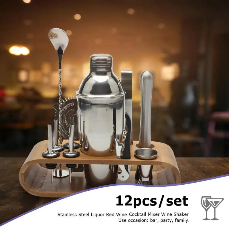 Mihuis Mixologist Cocktail Bar Set with Wooden Stand Awesome Imports