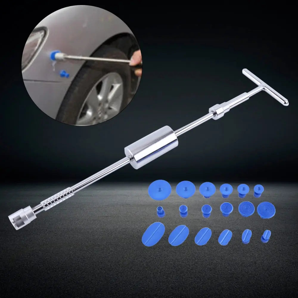 Motolab PDR Paintless Dent Repair Hail Removal T Bar Slide Hammer + 18pcs Tabs Shopinc