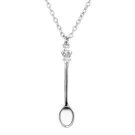 Spoon Pendant Necklace Silver Plated Awesome Imports