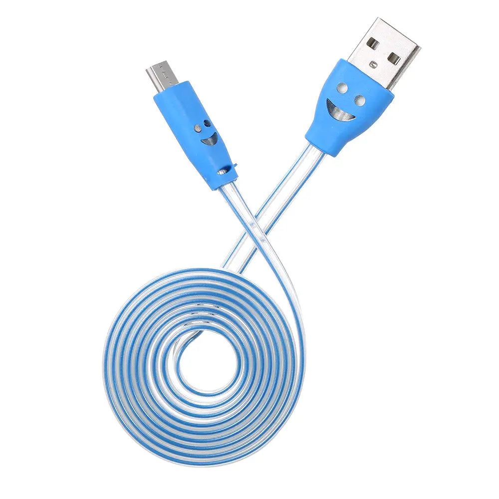 Techme Purple Smiley Face LED Flashing Micro USB Charging Cable Techme