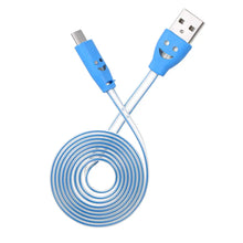 Load image into Gallery viewer, Techme Purple Smiley Face LED Flashing Micro USB Charging Cable Techme