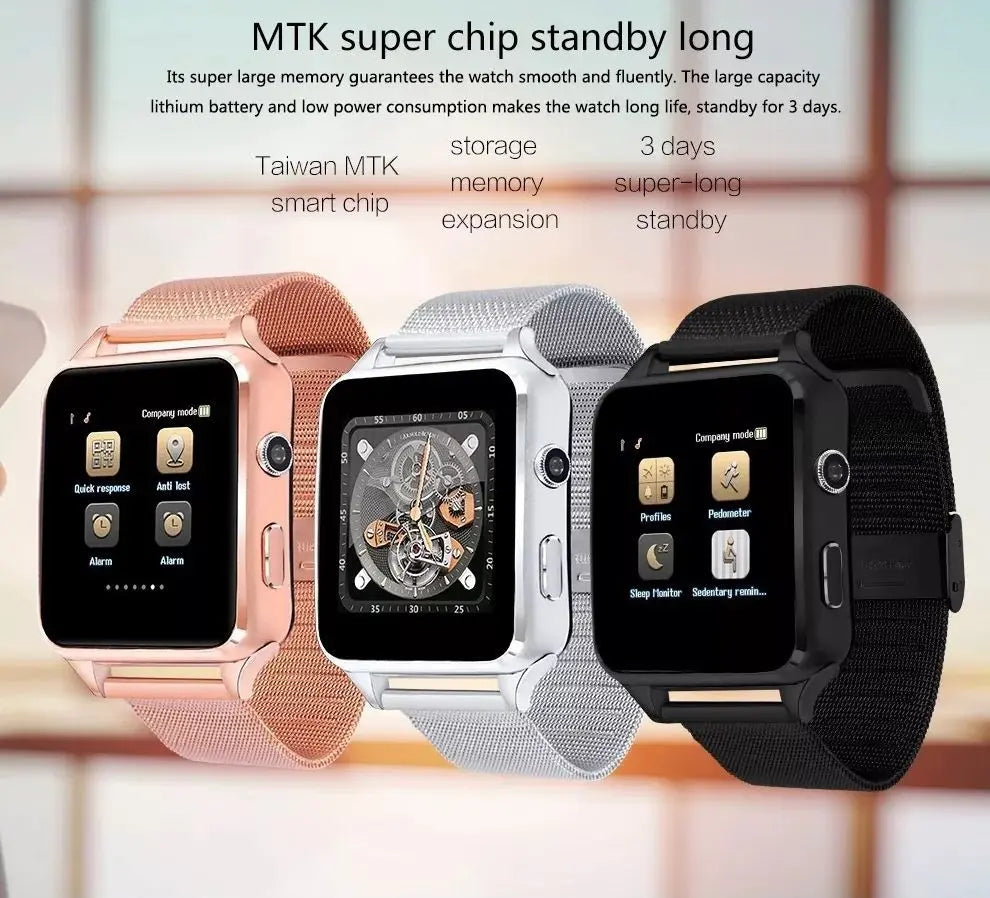Techme X8 GSM Smart Watch compatible with Android or IOS – Black Techme