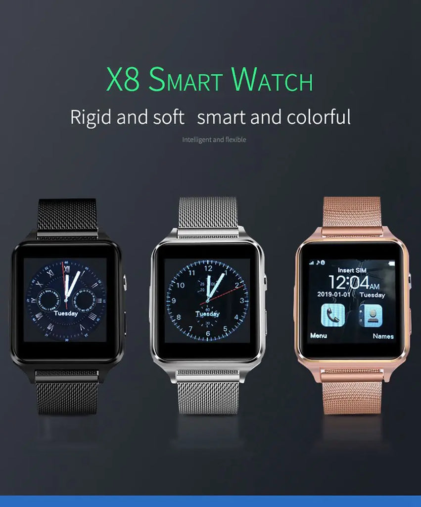 Techme X8 GSM Smart Watch compatible with Android or IOS – Black Techme