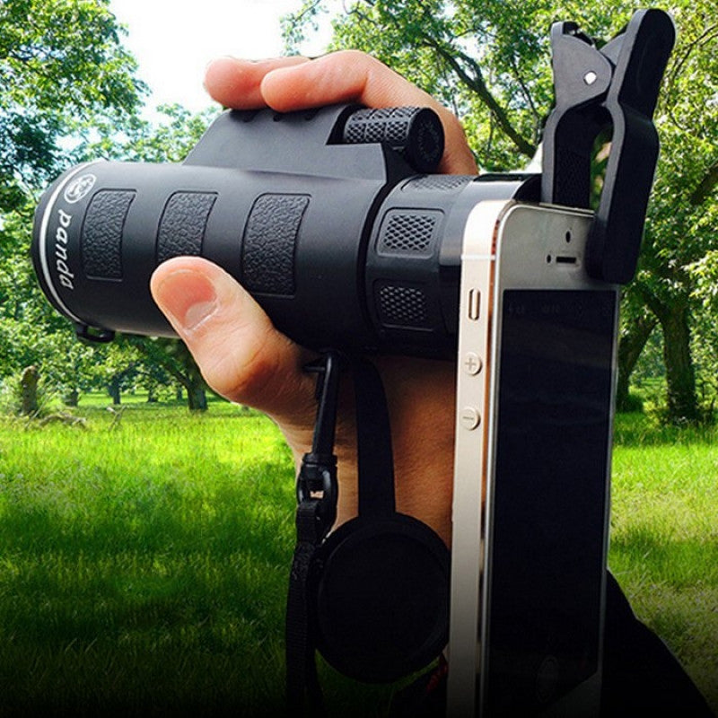 PANDA 35 x 50 Camera Lens Zoom Monocular + Clip for Smartphone Black